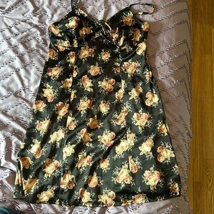 Wallflower Dress, size large, black with roses on it. Adjustable straps